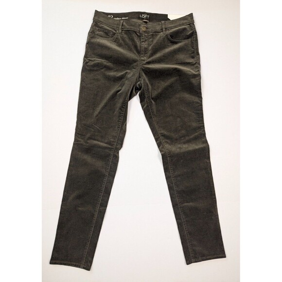 Ann Taylor Loft Modern Skinny Size 12 Green Corduroy Pants 32 Waist 30 Inseam - Picture 1 of 13